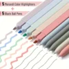 10pcs Highlighters And Gel Pens Morandi Color Highlighters, Black Ink Ballpoint Pens, For Journaling School Office Supplies 3