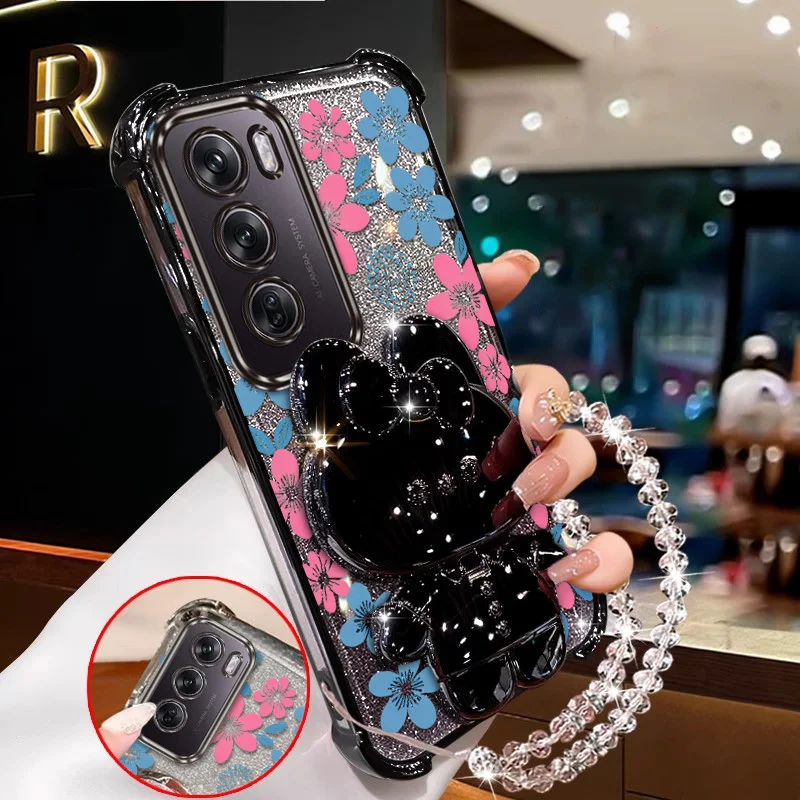 Floral Elegance Phone Case Set with Lanyard and Stand (3-Piece)