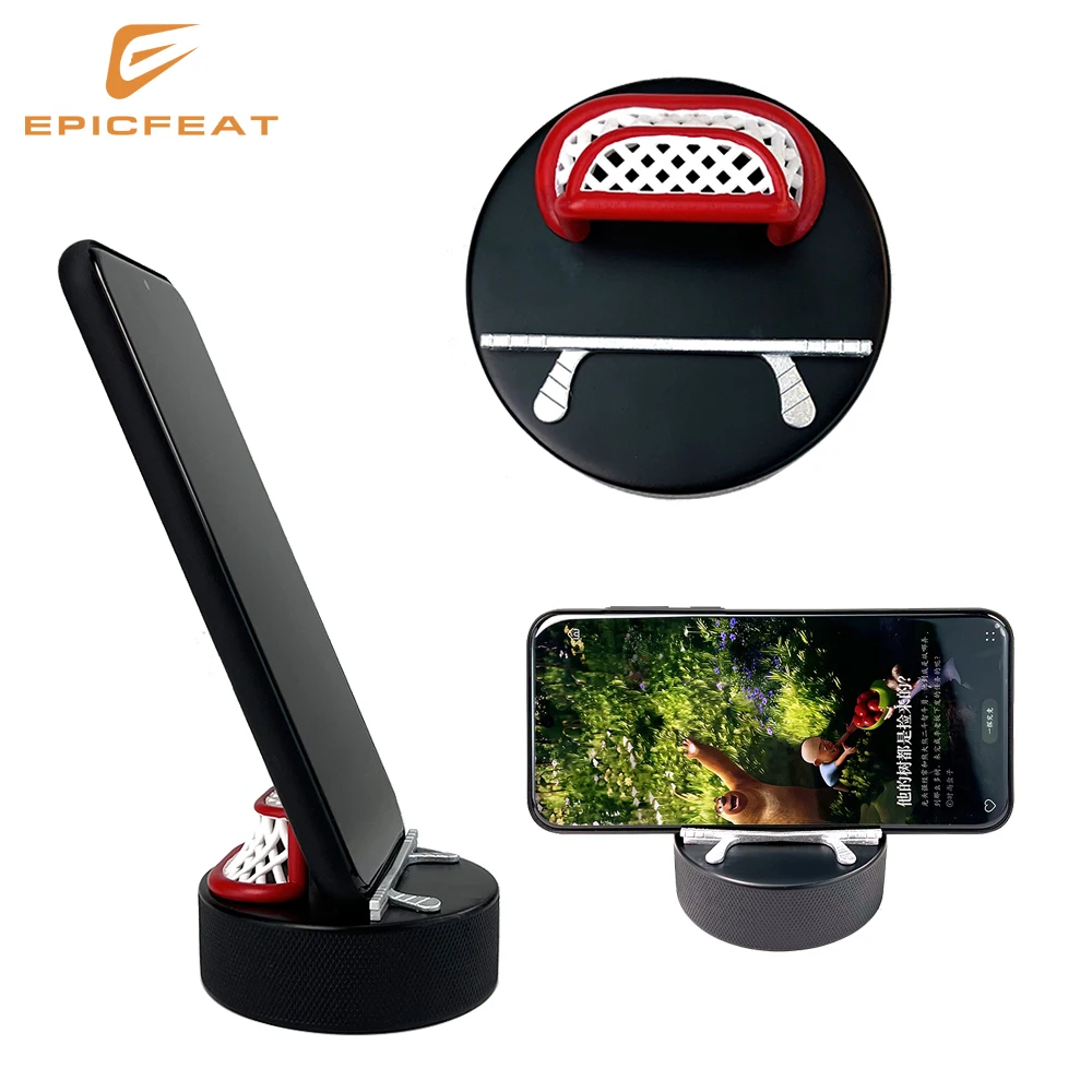 EPIC Ice Hockey Puck Mobile Phone Holder Hockey Stick Goal Resin Heavy Duty Gift Souvenir Display Holder Stand