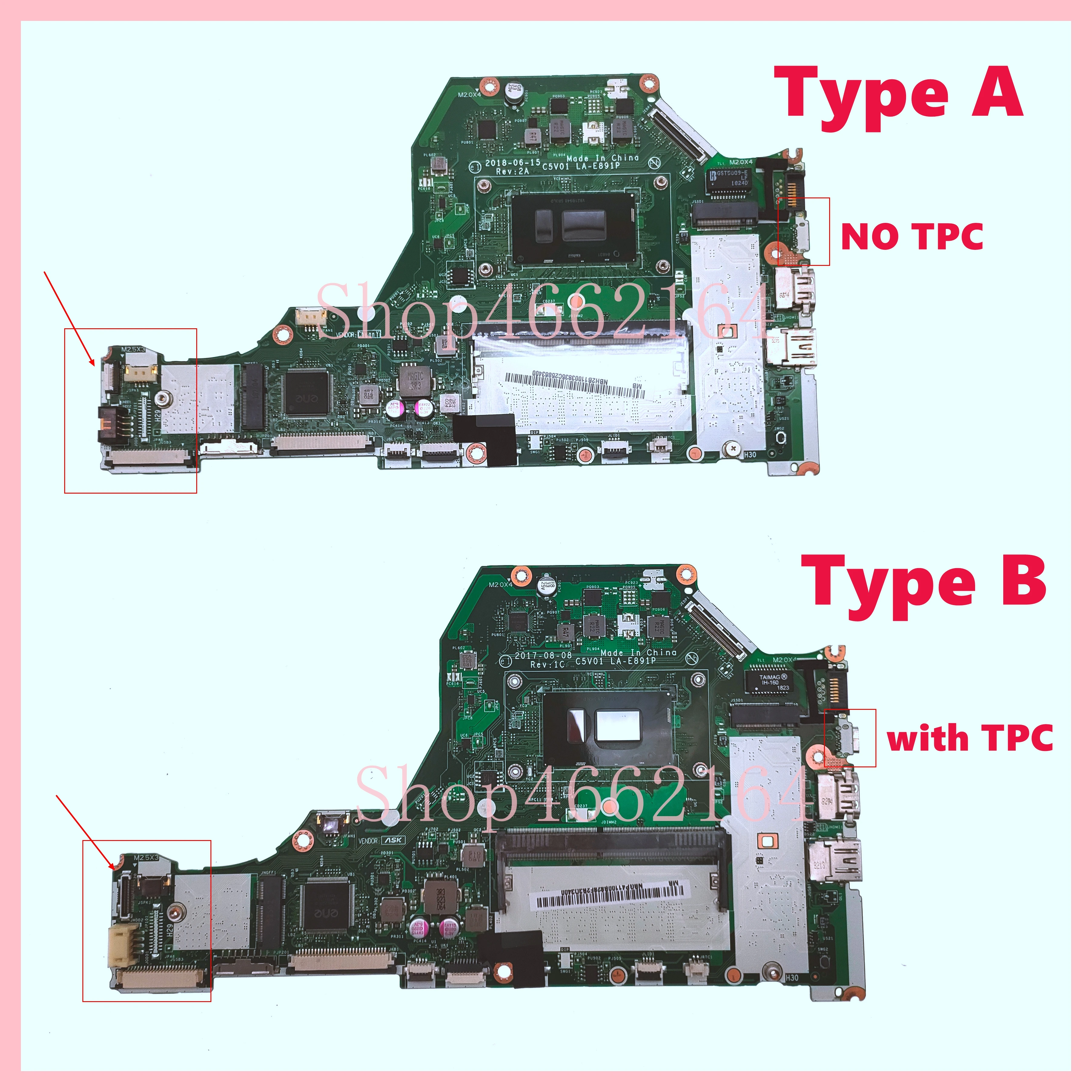 Laptop Motherboard para Acer Aspire La-e891p 4417u i3 I57th 8ª Cpu 0gb 4gb de Ram A31553 A315-53g A515-51 A515-51g - Imagem 3