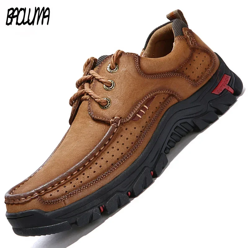 

Brand Men Shoes Genuine Leather Men's Casual Shoes Comfy Natural Leather Men's Loafers Outdoor Fashion Mens Style Shoes Soft