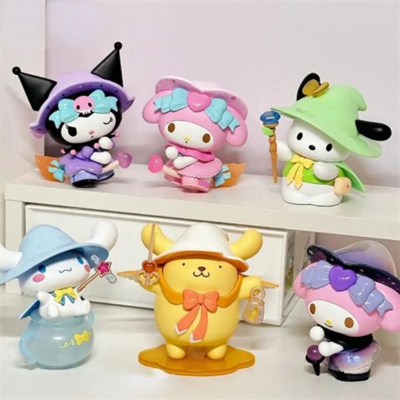 

Sanrio Cinnamoroll Pompom Purin Kuromi Cartoon Anime Magic Story Series Blind Box Desktop Ornaments Toys Girls Kawaii Gifts