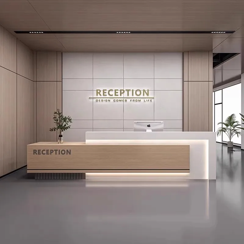 White Reception Desk Office Salon Modern Bar Counter Diy Reception Desk Cashier Table Rezeption Beauty Luxury Furniture