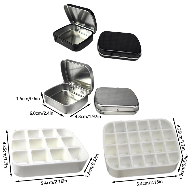 Portable Empty Watercolor Tin Box 12/24 Grids Mini Watercolor Paint Palette Travel Painting Paint Tray Art Supplies