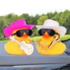 Car Rubber Duck Ornaments Yellow Duck Car Dashboard Decorations with Musical Instruments Mini Top Hat Guitar Sunglasses Necklace 6
