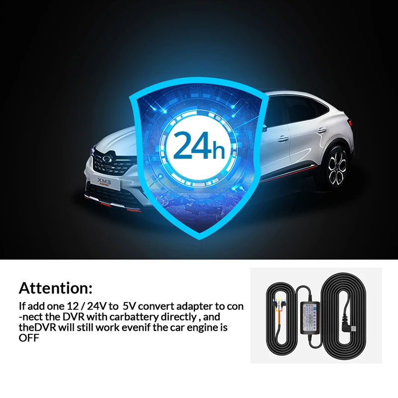 Buck Line for Dash Camera Kit Reaview Mirror Rear Camera Adapter Type-C Car Charger Hard Wire Hardwire Yangood 3.5 Meters