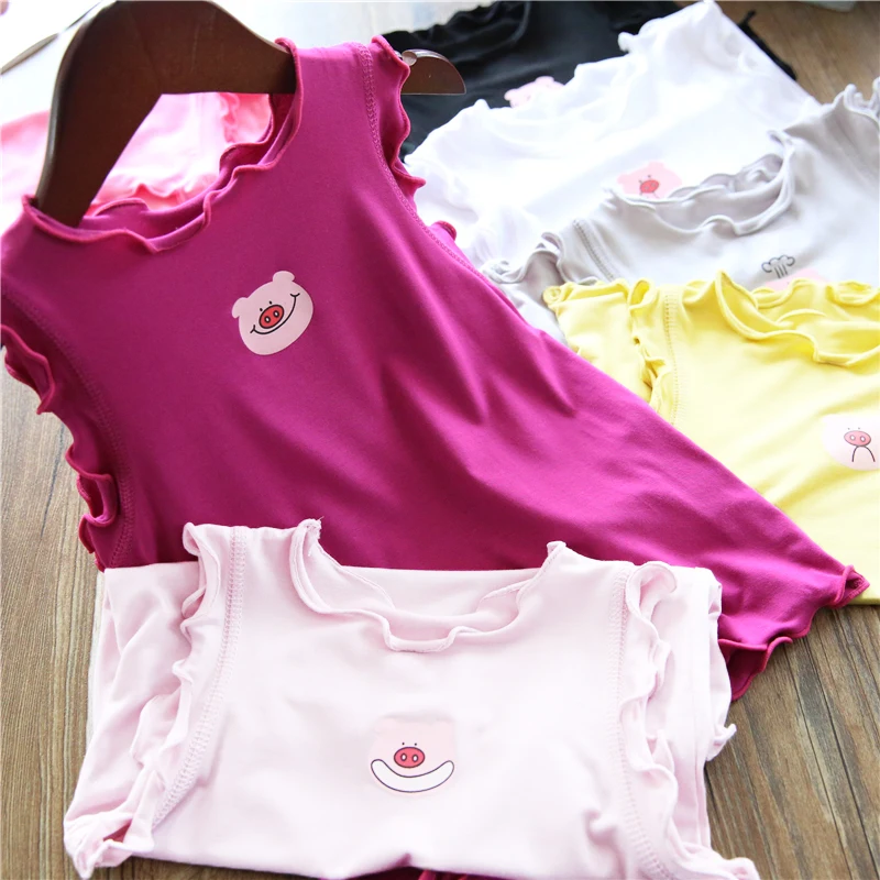 Girls Tank Tops Girls 1-7 Years Old Knitted Vest Comfortable Modal Fabric Children's Summer Cool Top Sleeveless Kids Cute Home Halter Clothes girls tank tops