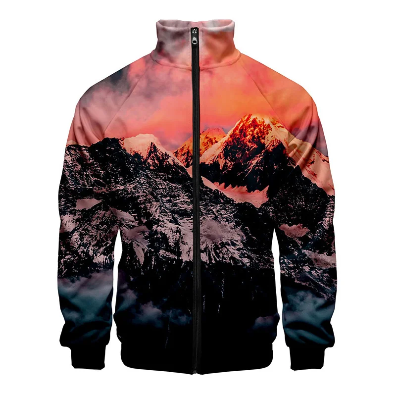 thumbnail image 1 of Chaqueta con estampado de paisaje de montaña nevada en 3D, chaquetas con gráficos de paisajes divertidos para hombres y niños, ropa de calle de moda, ropa superior, 1 of 5