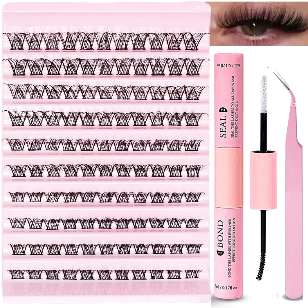 DIY Eyelash Extension Kit 110pcs Individual Lashes Cluster 30D40D 8-16mm Mix Lash Clusters Bond and Seal and Lash Applicator for fake eyelashes lash extension kit eyelash set brow and lash kit