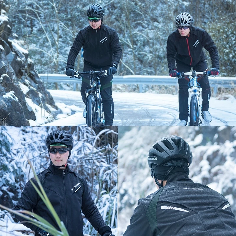 ROCKBROS Heren Fietsjack en Fietsbroek set Winter Fietskleding Winddicht Warm Wandeljack Vrijetijdsbroek voor Fietsen, Joggen, Buitensporten
