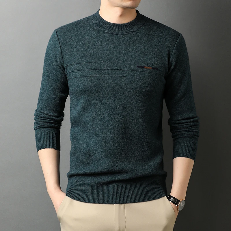 

Men Sweater Pullovers 2020 New Autumn Winter Half Turtleneck Casual Man Warm Sweaters