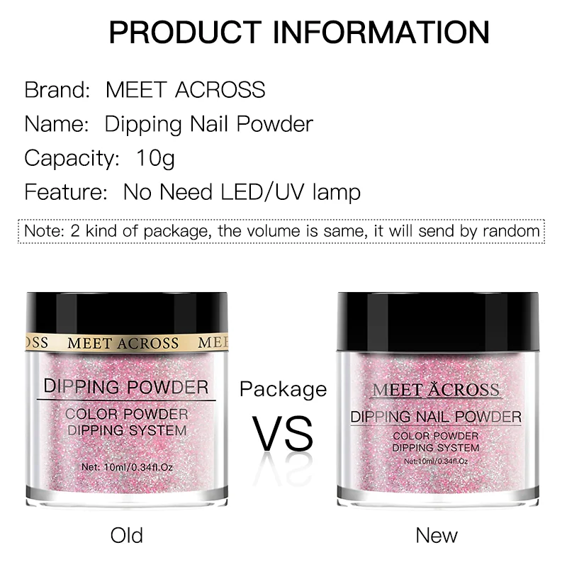 MEET ACROSS 5g/can Dipping Powder Starter Set With dip system Liquid kit Glitter Powder Dust Dip Nails Kit For Manicure