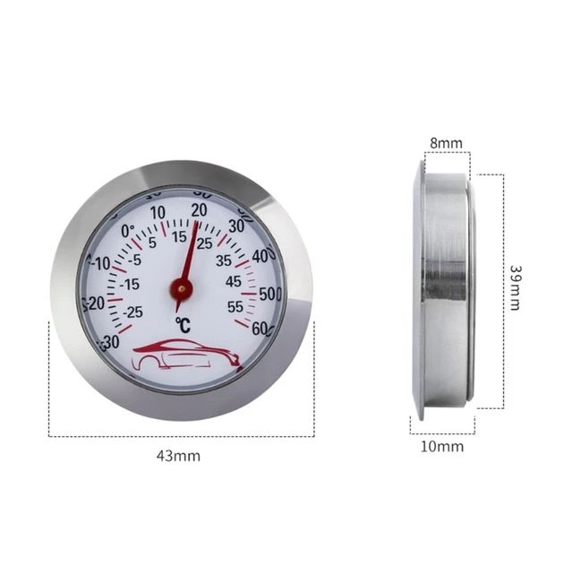 43 Mm -Es Kerek Hőmérséklet -Vizsgálati Mérő -30–60 ℃ Mini Autó Hőmérő Beágyazott Nagy Pontosságú Monitor Nincs Szükség Akkumulátorra - Image 6