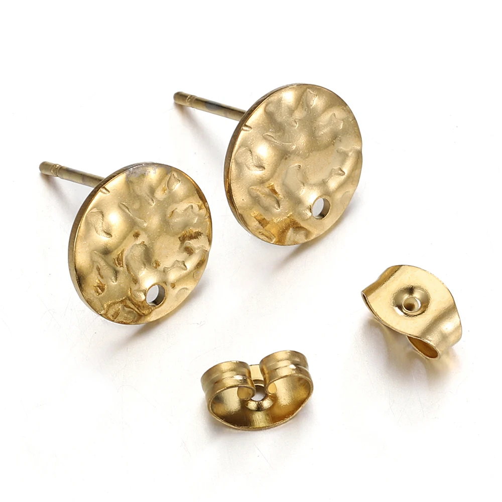 5Pairs Edelstahl Prägung Runde Ohr Bolzen Ohr Stecker Set Ohrring Beiträge Zurück Stopper Ohrringe Piercing DIY Schmuck Machen – Detail 3
