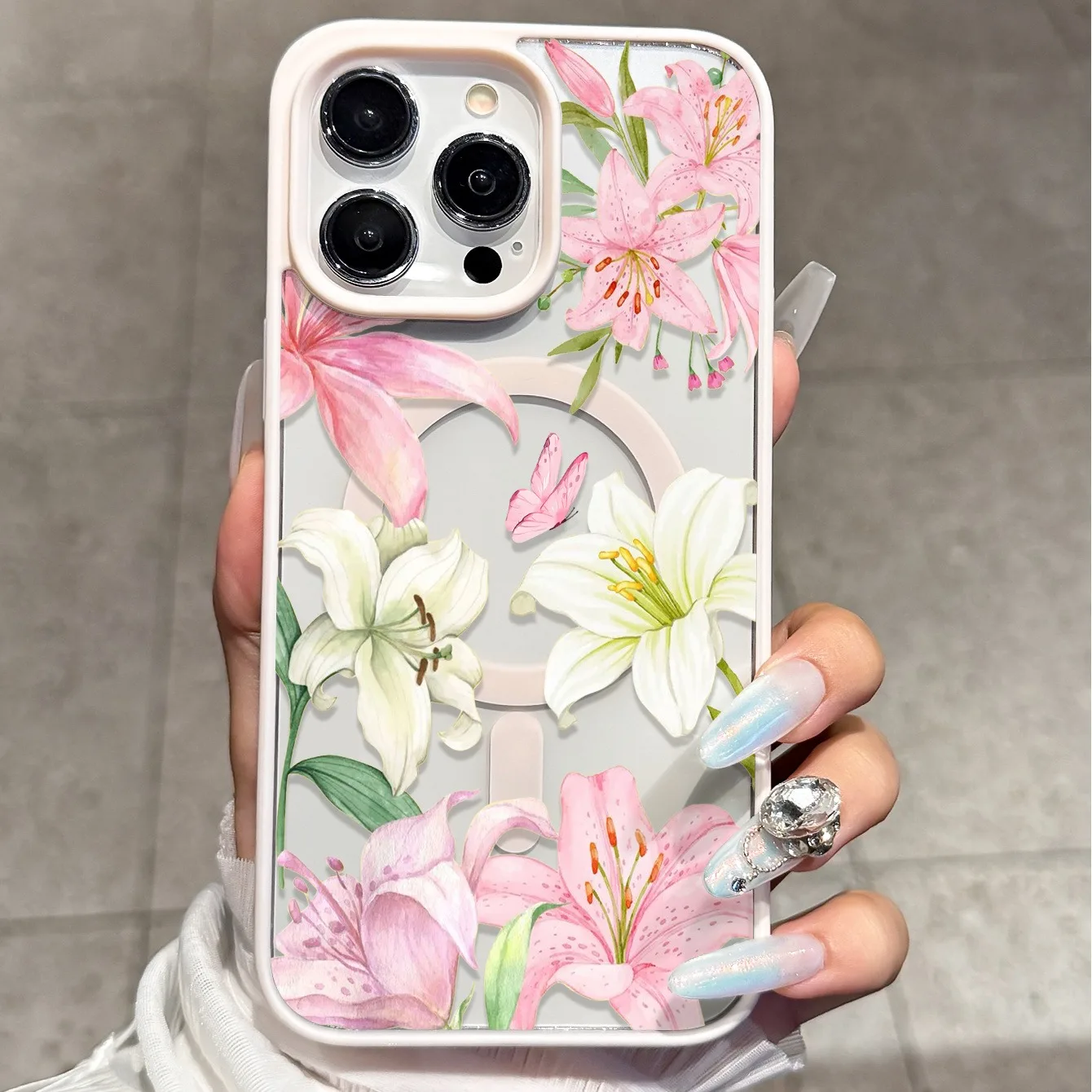 Lily Flower and Butterfly Magnetic Phone Case Cover