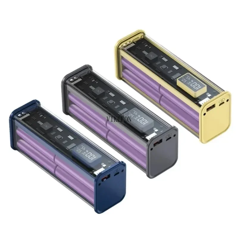 22.5W DIY Battery Charger Power Bank Case Transparent PD Fast Charging For 8PCS 18650 Polymer 20000mAh Battery Charging Box battery charger