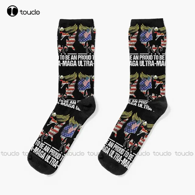 Bigfoot Proud To Be An Ultra-Maga Funny Socks Mens Colorful Socks 360° Digital Print Custom Gift Street Skateboard Socks Casual