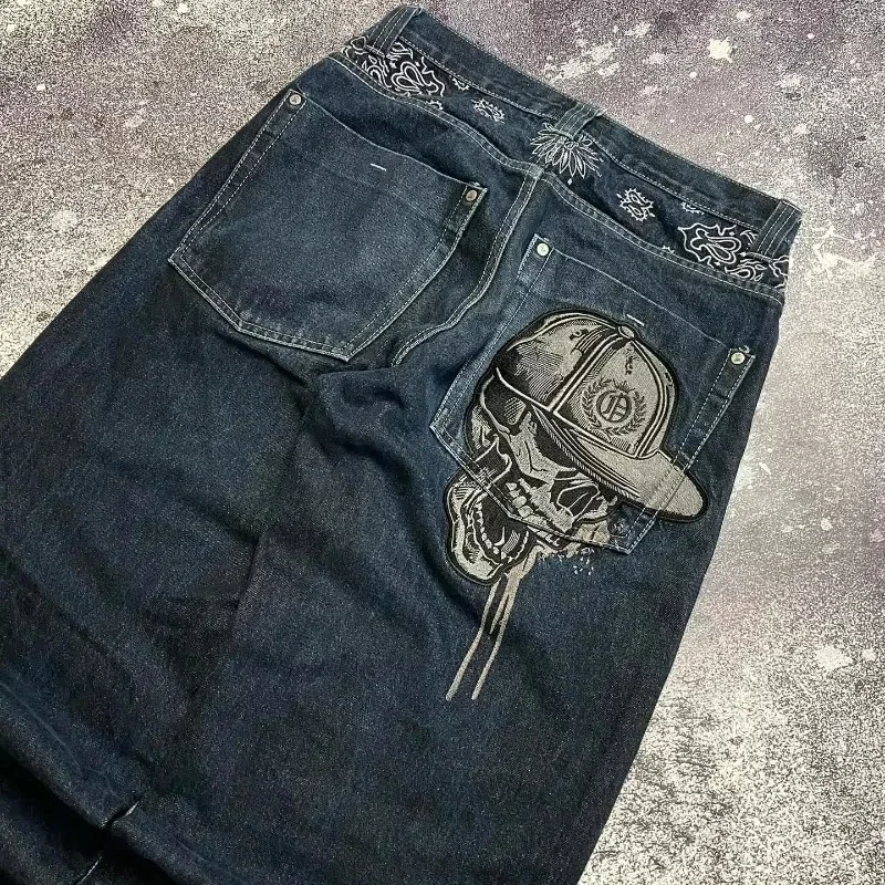 Women's Gothic Print Jeans, Y2K, Harajuku, Casual Loose, Straight, Wide leg Couple Punk, Mopping Jean, Street, New Fashion  2024 4