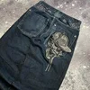 Women's Gothic Print Jeans, Y2K, Harajuku, Casual Loose, Straight, Wide leg Couple Punk, Mopping Jean, Street, New Fashion  2024 4