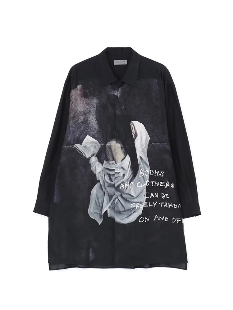 

y-3 Reading Girl shirt Silk dark style yohji yamamotos homme men shirts for man's clothing Unisex shirt for women's clothing y3