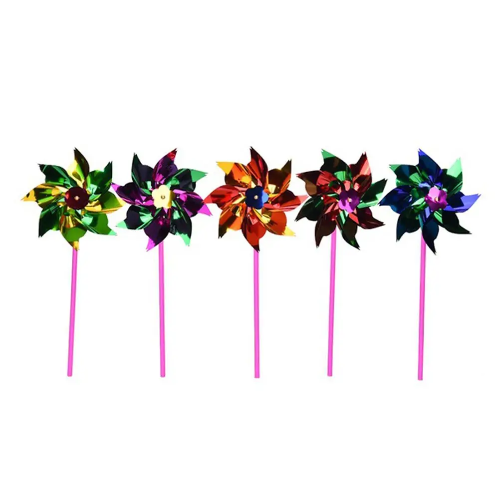 Yard Decor Self-assembly Colorful Flower Wind Whirl Outdoor Toy Pinwheel Spinner Pinwheel Windmill Toy Plastic Thin Windmill