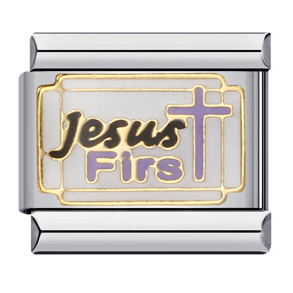9mm italienische Charm Armband Edelstahl elastische Glieder kette DIY machen Modeschmuck Accessoires Kreuz Jesus Glauben – Detail 2