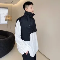 2023 Irregular Design Techwear Style Hip Hop Cargo Vest Mens Street Fashion Short Waistcoat Sleeveless Jacket 1