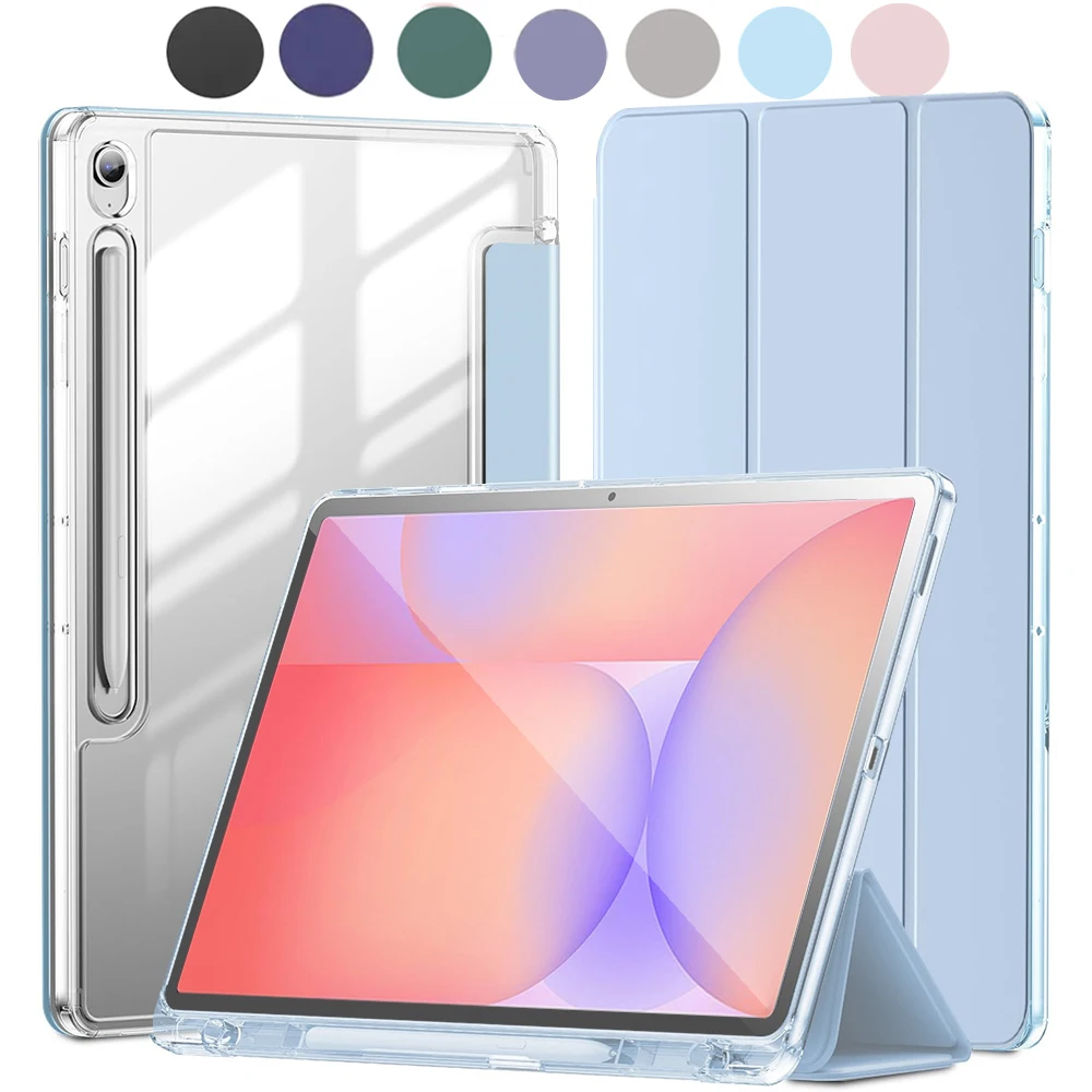 Crystal Clear Tablet Case with Pencil Slot and Auto Sleep/Wake Functionality