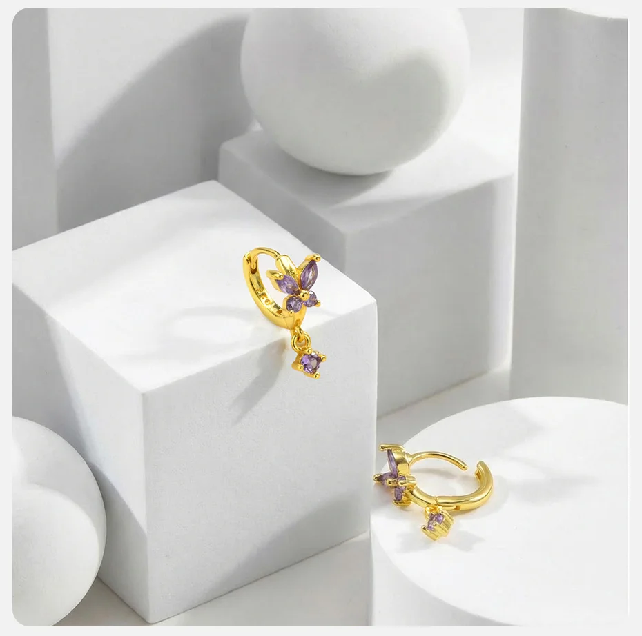 VNox Trendy Kristall-Ohrringe mit grünem Zirkonstein, niedliche Schmetterlings-Creolen für Damen, klassische goldfarbene, exquisite Hochzeitsschmuckstücke – Detail 6