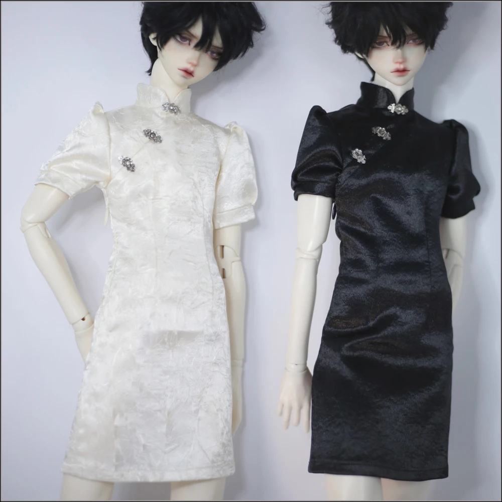 

New BJD Doll Clothes 1/3 1/4 Beige/Black Elegant Cheongsam DD MSD Bright Face Bubble Sleeve dress Uncle ID75 POPO68 accessories