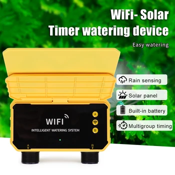 Smart WiFi Irrigation Watering Timer LCD Display Solar Irrigation Controller 1/2 Zone Automatic Watering System for Garden Lawn 1
