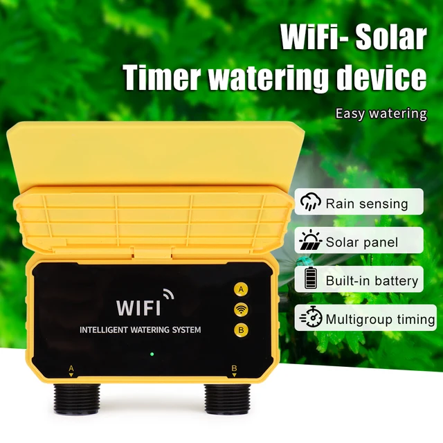 Smart WiFi Irrigation Watering Timer LCD Display Solar Irrigation Controller 1/2 Zone Automatic Watering System for Garden Lawn 1