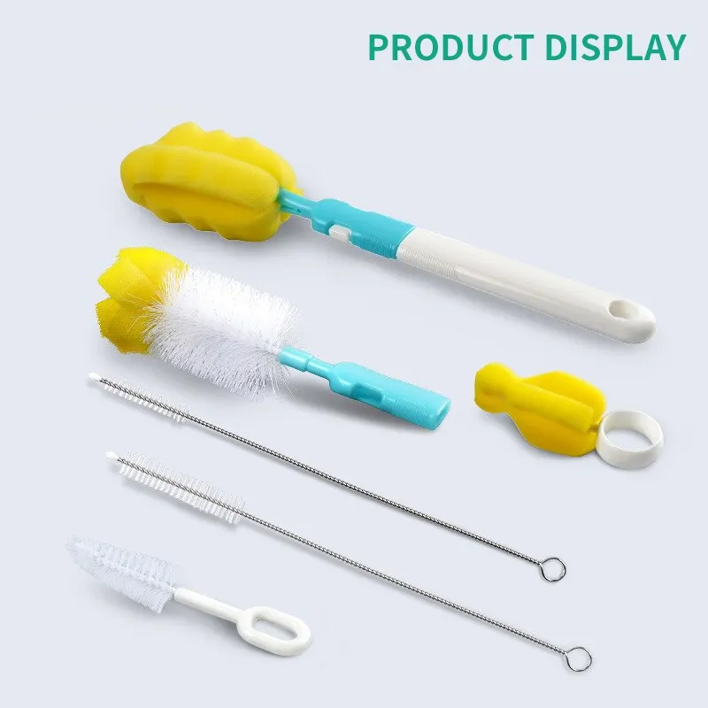 Bottle Brush 6 PCS Cleaning Brush 360 Degree Cleaning Nipple No Dead Corners