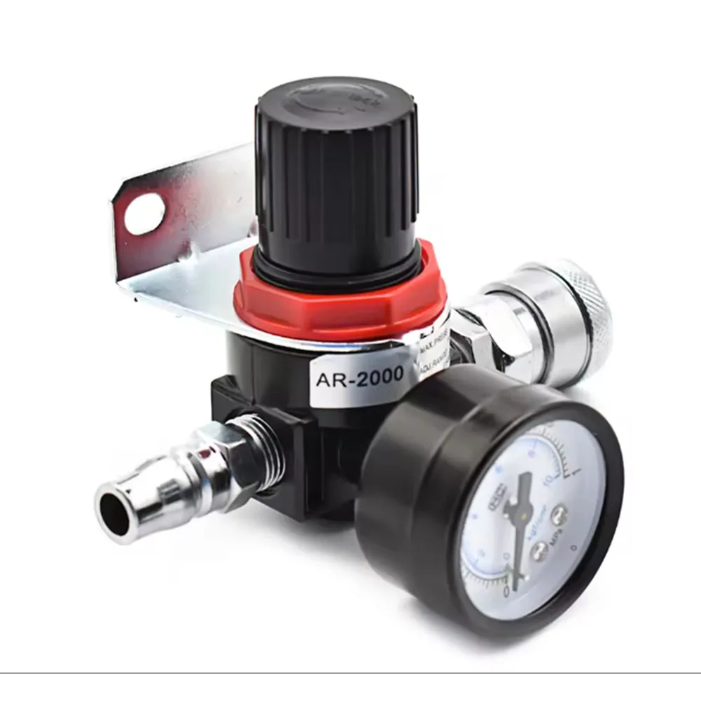 AR2000 Air Pressure Regulator With Pressure Gauge G1/4 Aluminum Alloy Regulating Valve SM+PM20 Processing Device