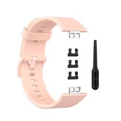 Silicone Sport Wristband Replacement with Tool - Smartwatch Accessory Strap - Huawei watch fit (13 Fleshy pink)