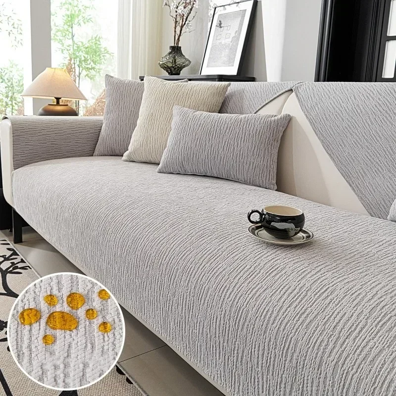 Chenille Waterproof Anti-Slip Sofa Cover Simple Couch Cushion Easy-going Living Room Seat Slipcover 2