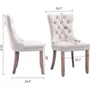 Aoowow Velvet Upholstered Dining Chairs Set of 2, Wingback Armless Side Chairs Button Tufted with Solid Wood Legs 3