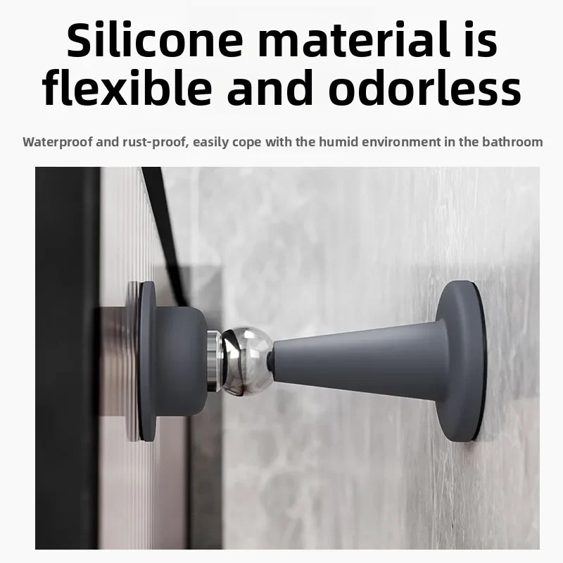 No-drill door stopper for room bedroom door fixed wall protection thumbnail 8