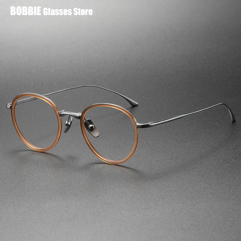

2023 Acetate Titanium Glasses Frame Men Women Vintage Round Prescription Eyeglasses Frames Spectacles Myopia Optical Eyewear New