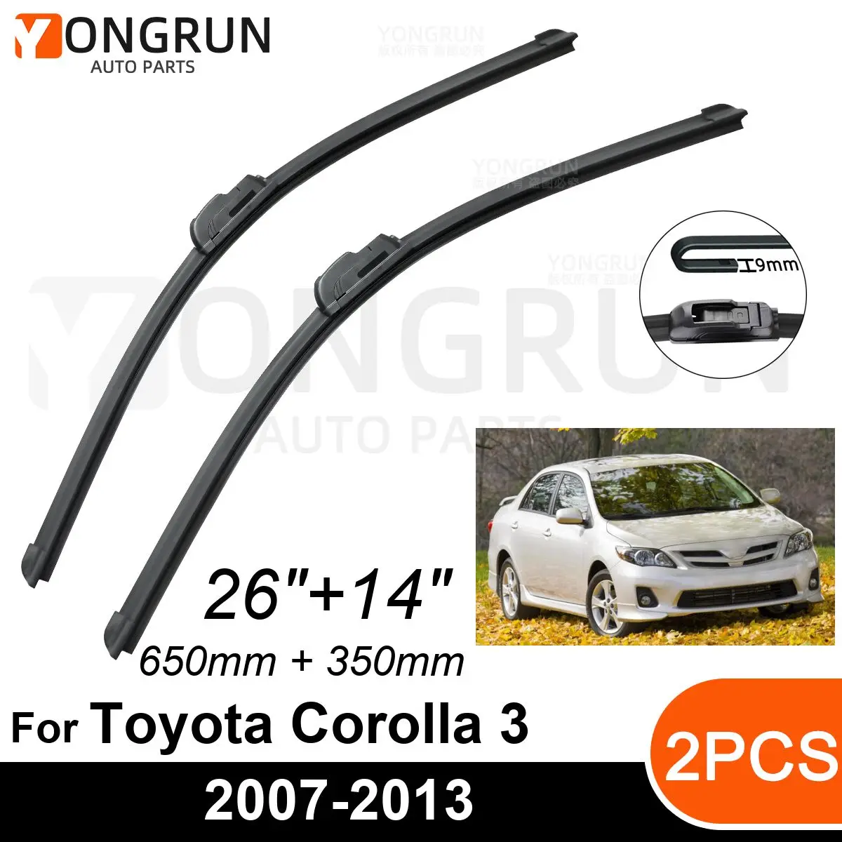 

Стеклоочистители для Toyota Corolla, 3 секции, 2007-2013 дюйма, 26 + 14 дюймов