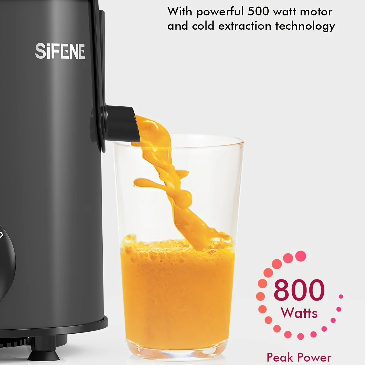 SiFENE Easy-Clean Juicer, 3" Wide Feed for Rapid Fruit and Vegetable Juicing, 3 Speed Settings, BPA-Free, Stainless Steel, Gray 4