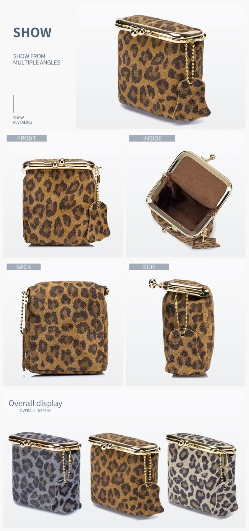 Leopard print leather coin purse interior