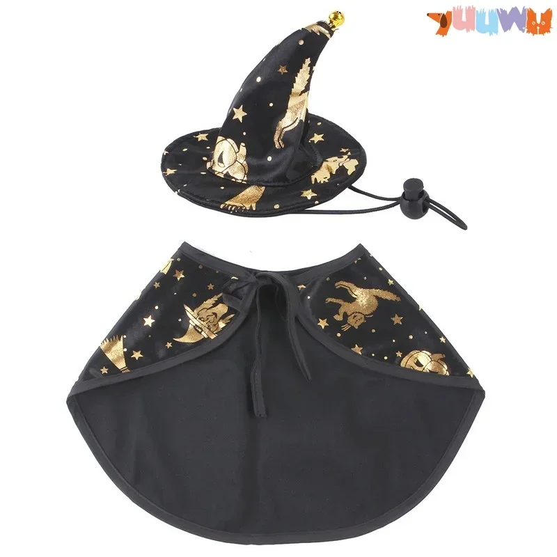 

Printed Wizard Cloak Cat Pet Costumes Halloween Set Dog Cosplay Polyester Decor Prop Cape Dog Fancy Dress Clothe