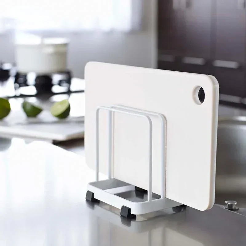 NEW Layered Cutting Board Rack Kitchen Simple Solid Color Vertical Finishing Storage Drain Tray Dish Drying Shelf Sink Organizer 2