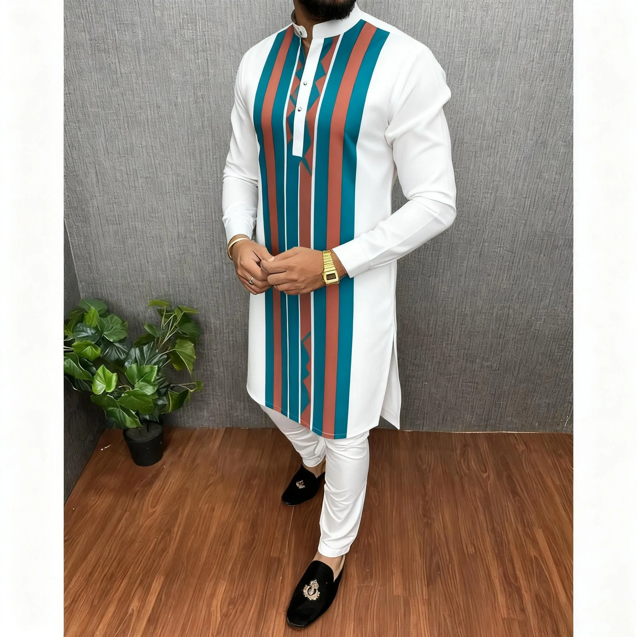 2026 New Traditional Clothing For Men Asian And South Asian Styles Mandarin Collars Men's Polo Sleeves Vetement Musulman Homme