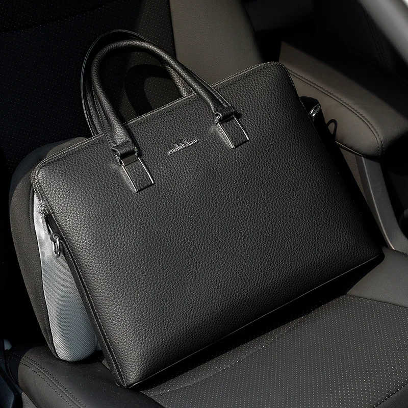 Business Leather Men's Briefcase Executive Handbag Large Capacity Male Shoulder Messenger Bag Office Laptop Bag