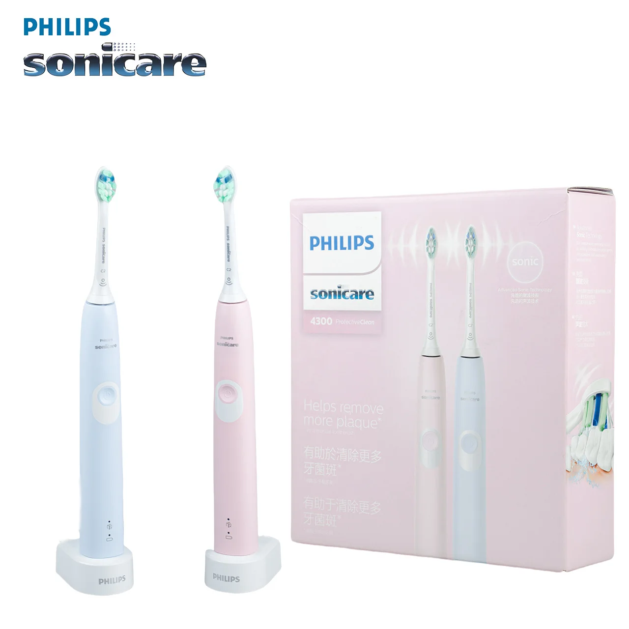 

Philips Sonicare 4300 HX6805 Sonic electric toothbrush for adult replacement head Blue, White