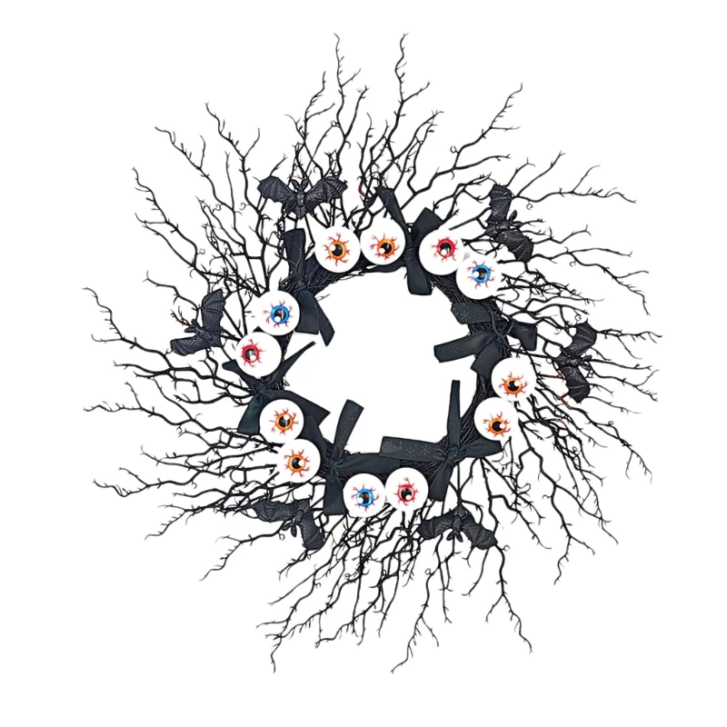 

R2LD Таинственный венок для глаз с бантом и украшением в виде летучей мыши для украшения