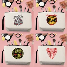 

2022 Simple Makeup Storage Bag Women Canvas Harajuku Cobra Pattern Printing Toiletries Carrying Rope Beige Coins Pencil Case