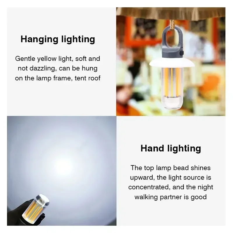 Mini LED Camping Lights Warm white Dual-light Flashlight Multifunctional Emergency Lighting Keychain